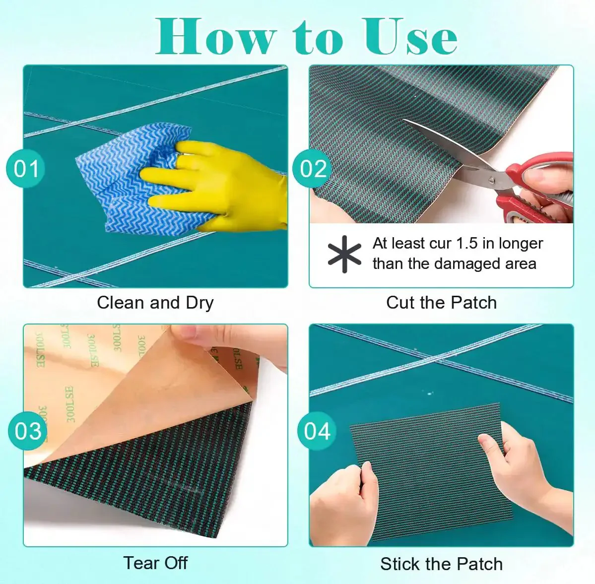 Heavy Duty Pool Cover Patch Kit 8 By 40 Inches Self Adhesive Waterproof Repair Patch For Ground Pool Covers Tear Resistant And Cut To Fit For Quick Fixes - Image 4