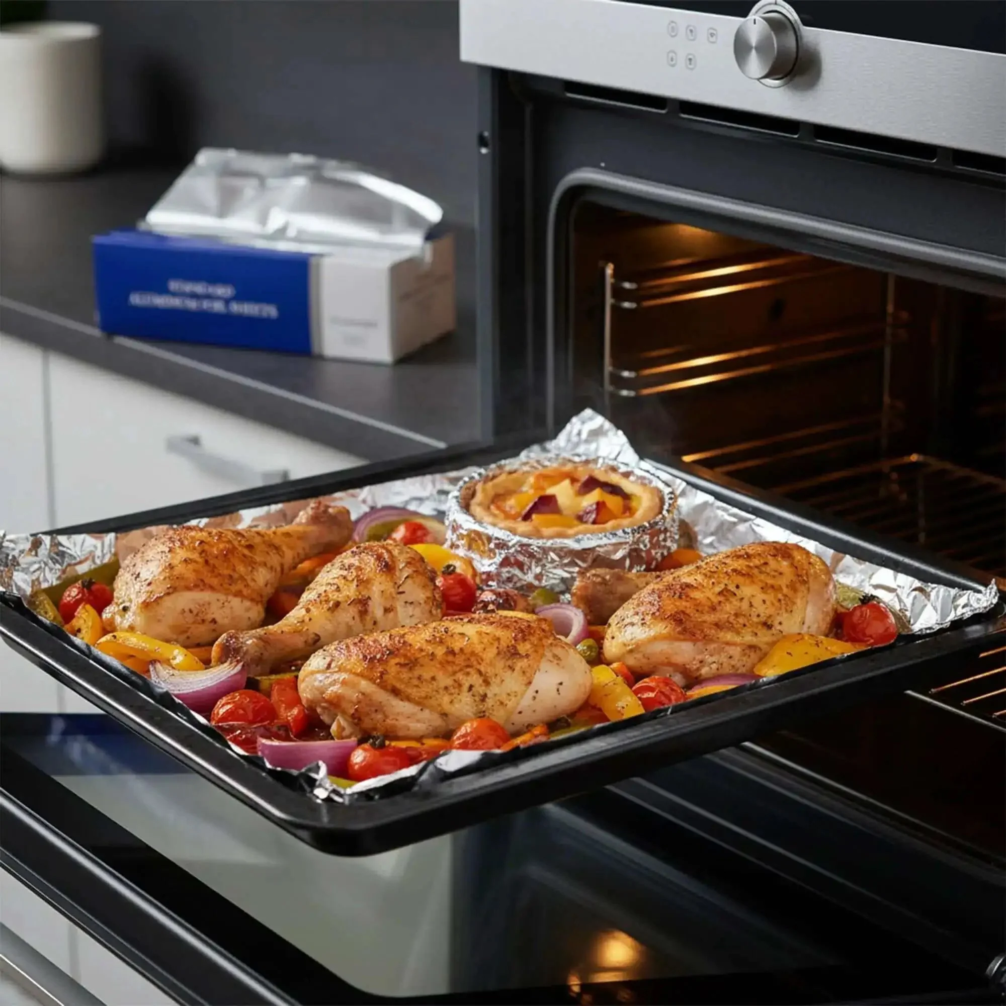 Heavy Duty Pre-Cut Aluminum Foil Sheets 12 x 10.75 Inches With Pop Up Dispenser For Easy Tear Perfect For Baking Grilling And Food Storage Wrap Hot Dogs Sandwiches And Leftovers In A Snap - Image 2
