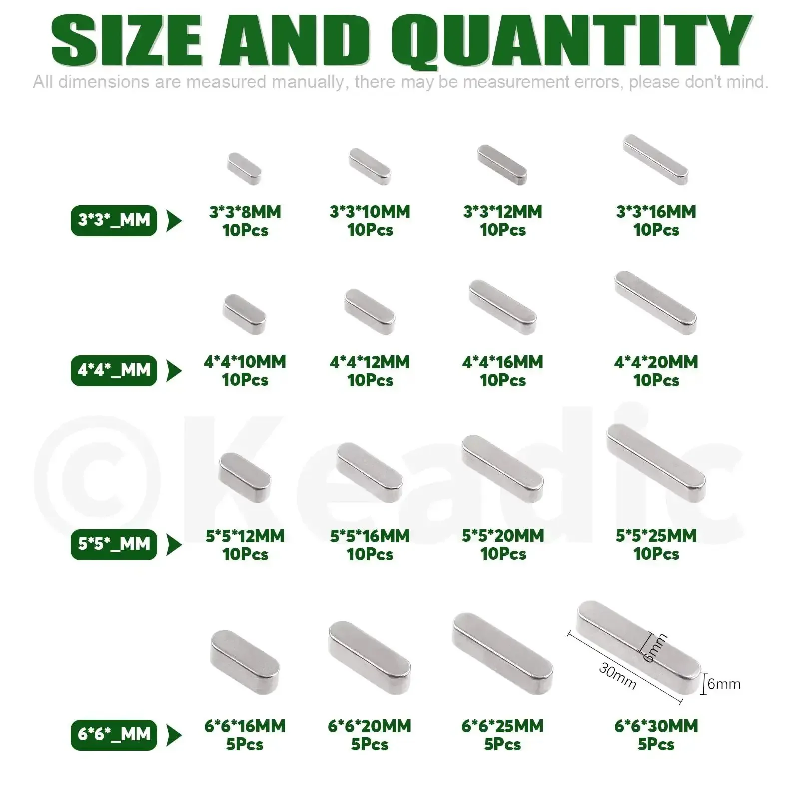 Heavy Duty Pro Grade 140Pcs Feather Keys And Woodruff Key Set 16 Sizes Round Ended, Parallel Drive Shaft Keys 8mm 10mm 12mm 16mm 20mm 25mm 30mm, Pulleys Keyway Kit For Industrial Use - Image 7