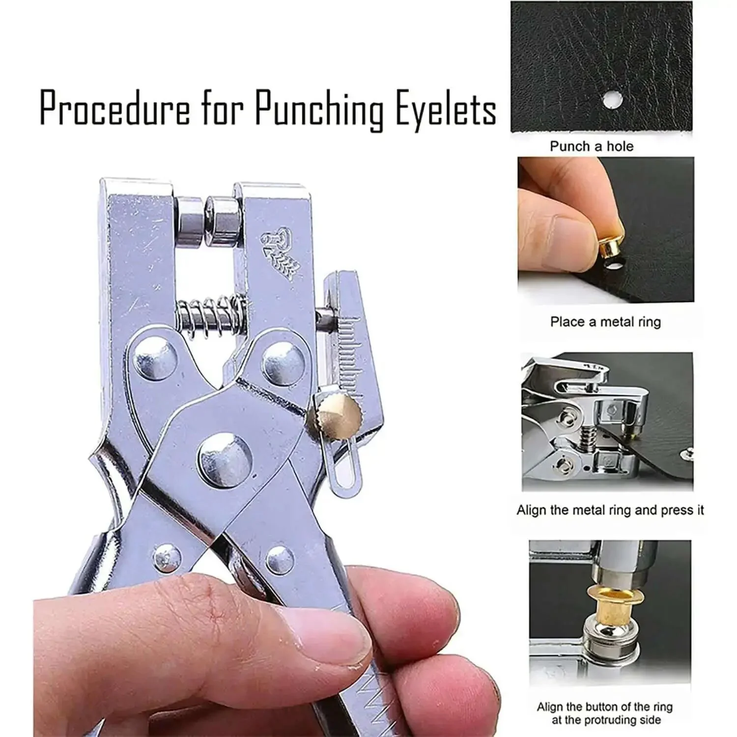 Heavy Duty Pro Grade Eyelet Pliers Kit With 3/16 Inch Grommets, 400 Multicolor Eyelets For Leather Fabric Belts Shoes And Clothes, Durable Punch Tool For Quick Smooth Install And Decorative Repairs - Image 5