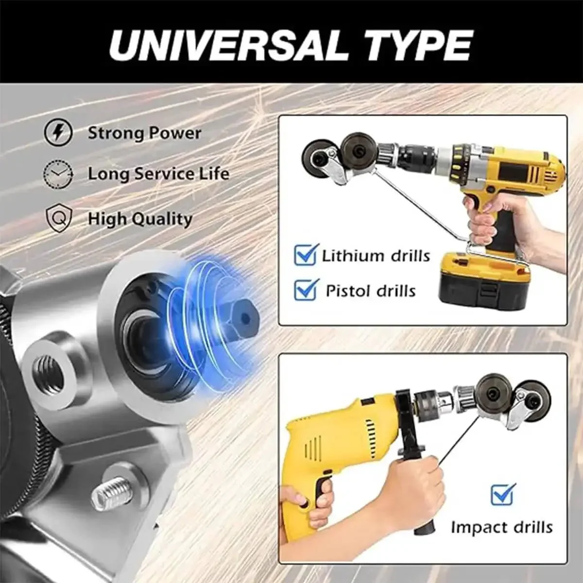 Heavy Duty Pro Grade Sheet Metal Cutter Attachment For Electric Drills With Double Headed Nibbler, Metal Plate Cutter Tool For Cutting Thin Steel And Aluminum Panels, Easy Install, Neat Cuts, Ideal For DIY Projects And Home Renovations - Image 5