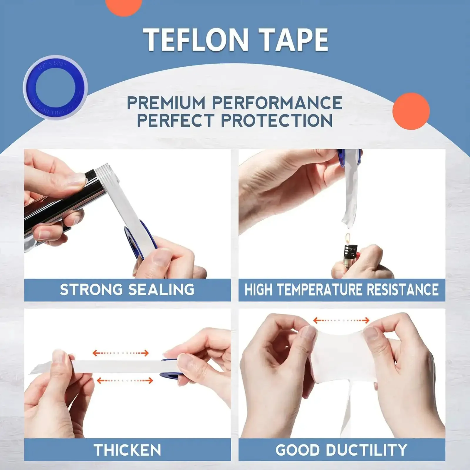 Heavy Duty PTFE Plumbers Tape For Sealing Threads On Water Pipes And Shower Heads One Roll Thick High Density 1/2 Inch Wide By 520 Inches Long Premium Thread Sealant To Prevent Leaks And Improve Plumbing Performance - Image 5