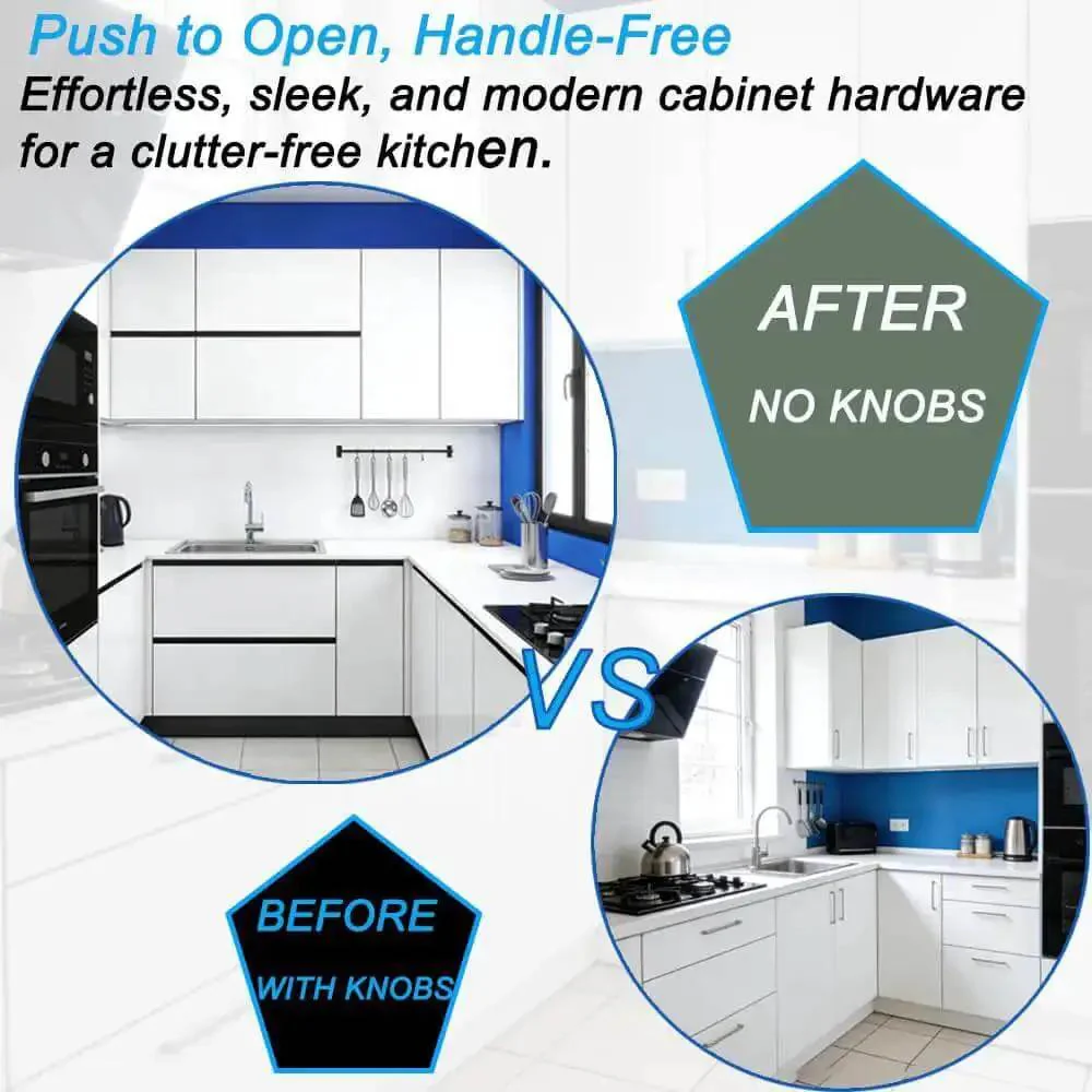 Heavy Duty Push Latch Cabinet Hardware With Magnetic Door Catch, 2 Pack Hidden Touch Latches And Drawer Release For RV Closets, Strong Magnetic Hold Up To 25 Pounds, Black - Image 5