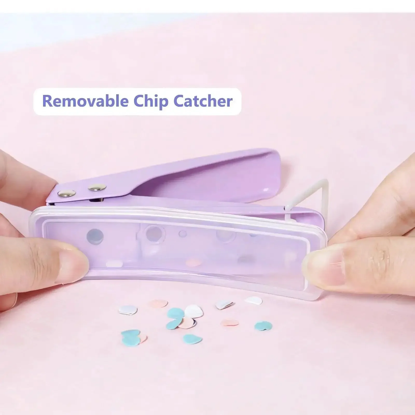 Heavy Duty Quarter Inch Hole Puncher For Paper And Crafts, Handheld Single Hole Punch, 16 Sheet Capacity, Dope Metal Build, Lever Action For Smooth Punching, See Through Chip Catcher, Ideal For Cardstock Chipboard ID Cards And Art Projects, 2 Pack - Image 2