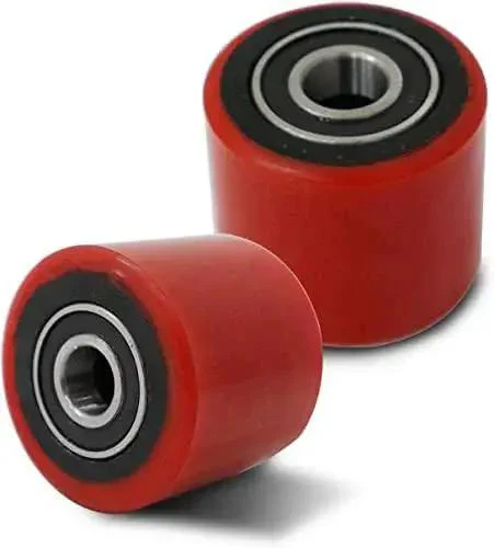 Heavy Duty Red Polyurethane Pallet Jack Wheel Set, 3 Inch Wheel Diameter With 3.7 Inch Hub, 95A Durometer, Sealed Bearings 0.78 Inch ID, 1.85 Inch OD, A Pair For Pallet Trucks And Dollies - Image 5
