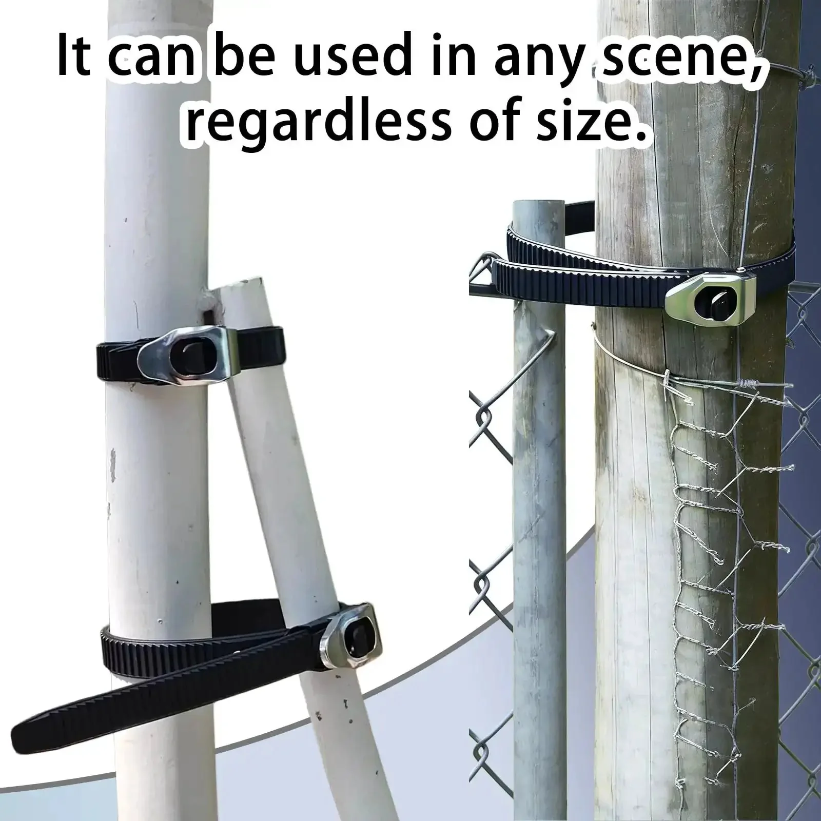 Heavy Duty Reusable Ratchet Cable Ties Set 12 And 20 Inch Adjustable Locking Ties With Strap Lock Design Stainless Steel Buckle Outdoor UV Resistant Black Securing Straps 6 Pack - Image 4