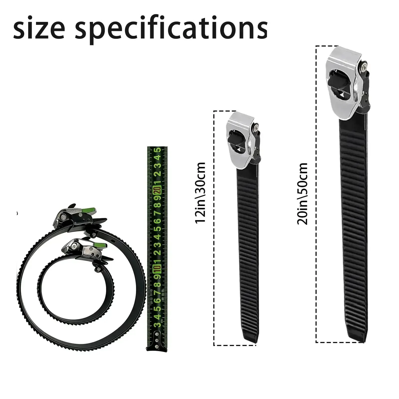 Heavy Duty Reusable Ratchet Cable Ties Set 12 And 20 Inch Adjustable Locking Ties With Strap Lock Design Stainless Steel Buckle Outdoor UV Resistant Black Securing Straps 6 Pack - Image 6