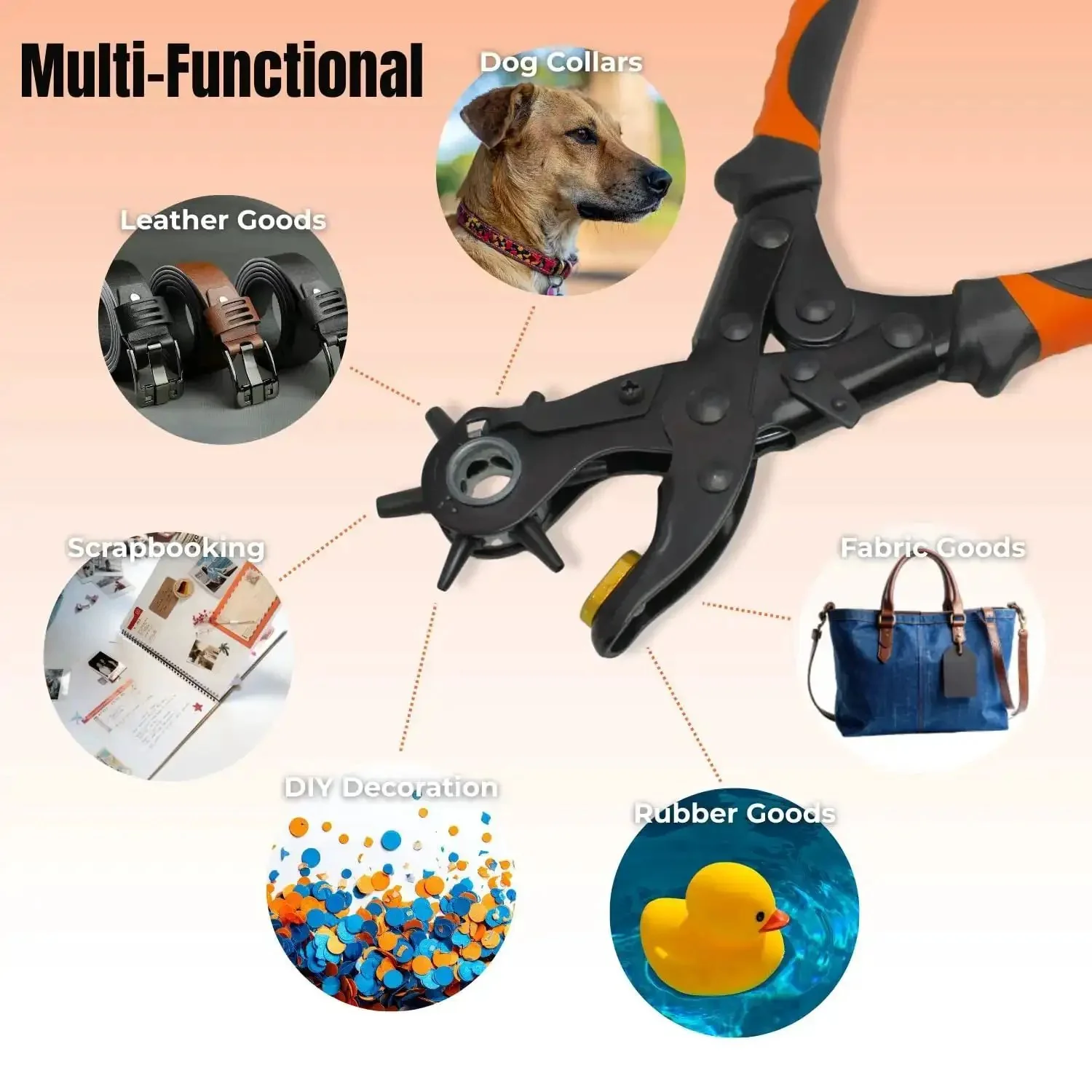 Heavy Duty Revolving Hole Punch Kit With Six Size Heads Steel Ruler And File For Belts Watch Straps Saddles Shoes And DIY Crafts Built Tough For Precise Holes And Everyday Leather Craft - Image 6