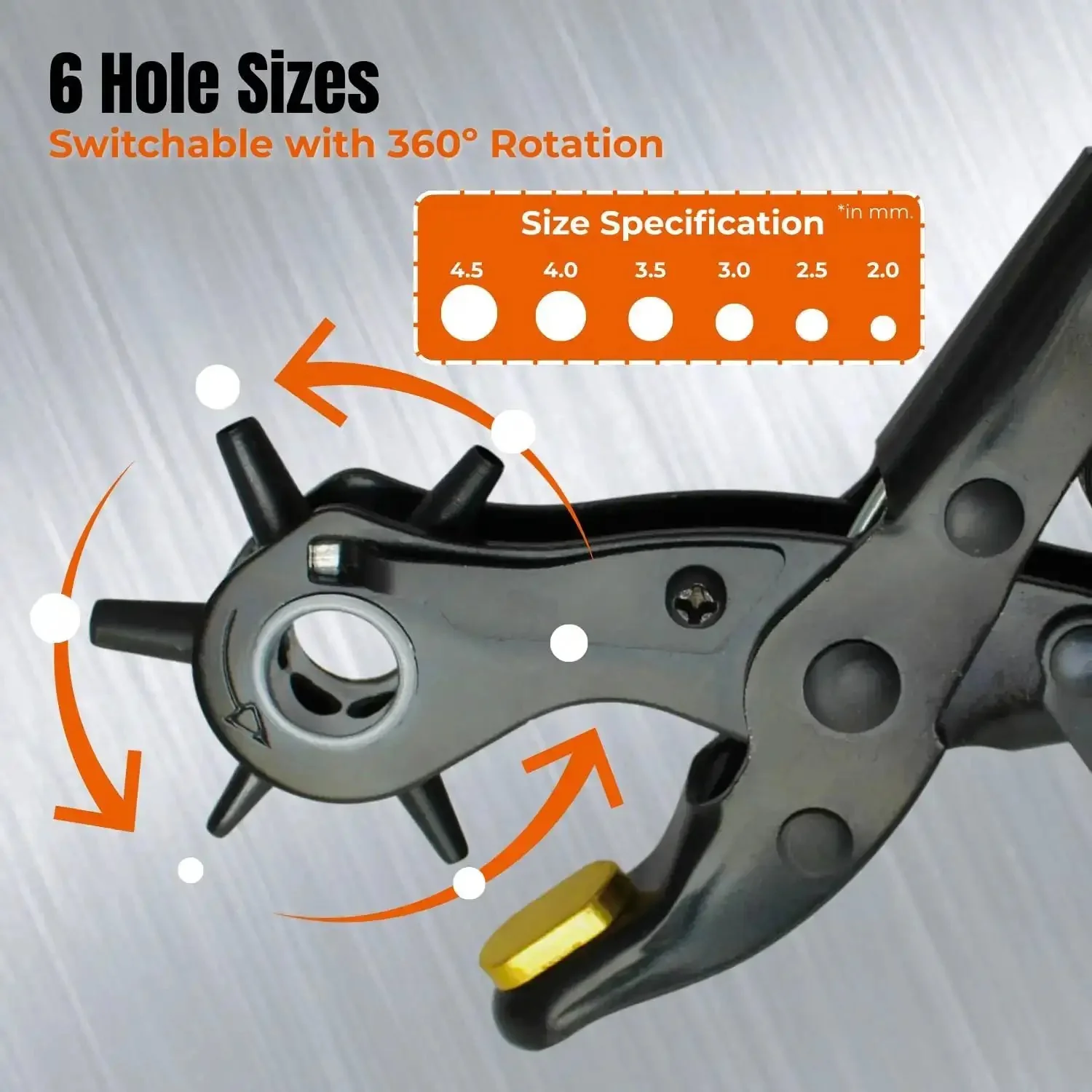 Heavy Duty Revolving Hole Punch Kit With Six Size Heads Steel Ruler And File For Belts Watch Straps Saddles Shoes And DIY Crafts Built Tough For Precise Holes And Everyday Leather Craft - Image 7