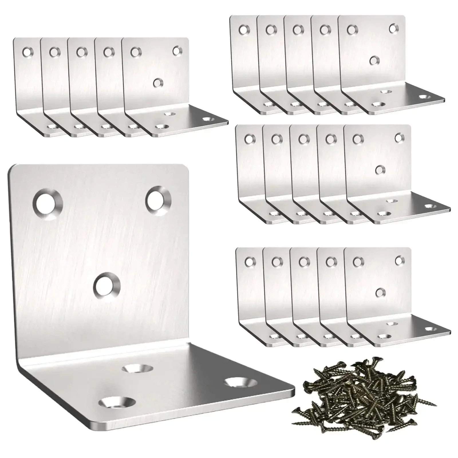 Heavy Duty Right Angle Corner Bracket For Wood Shelves, Stainless Steel L Shape Shelf Support, Hideable Wall Mount Brace, 2x2x2 Inch Pack Of 10, Easy Install, Built To Last, High Load Bearing And Rustproof Design