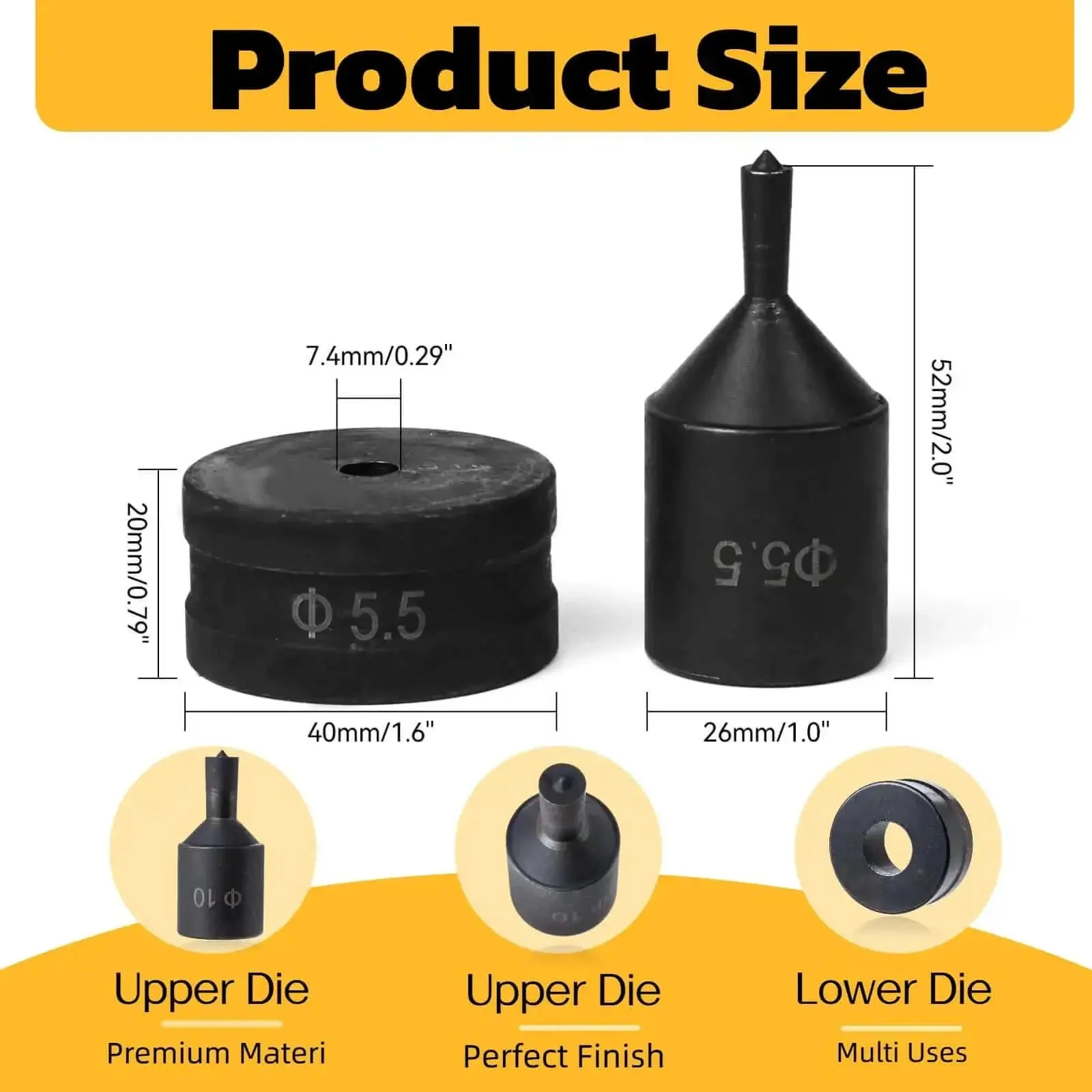 Heavy Duty Round Punch Die For CH-70 Hydraulic Press, Precise Metal Punching Die For Steel, Copper, Aluminum Sheets, 14.5mm Opening, Durable 40Cr Spring Steel, Handles 4.2mm To 25mm Punch Range, Long Lasting Performance - Image 8