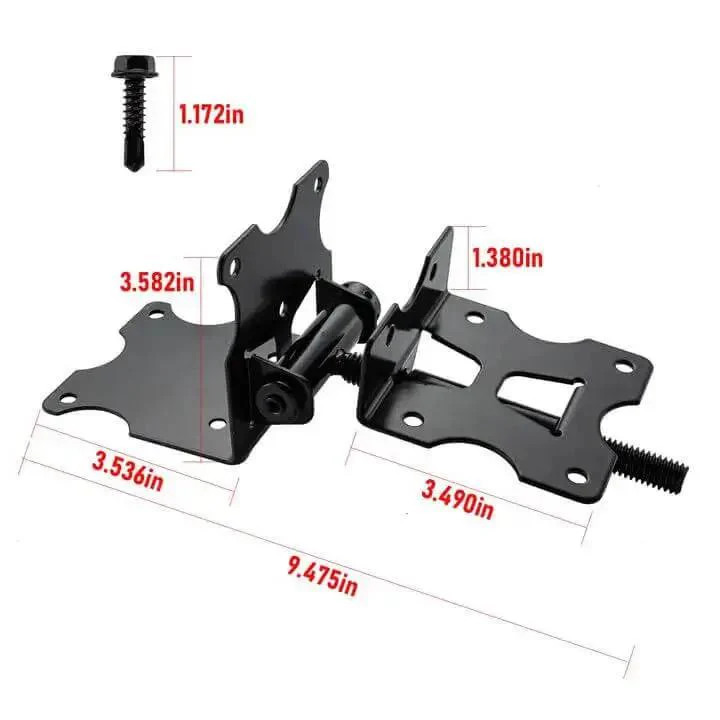Heavy Duty Self Closing Gate Hinges For Vinyl And Wood Fences, 90 Degree Adjustable With Swing Tool, Black Iron Powder Coat, 2 Pack Includes Screws And Adjustment Tool, Fits Gates Up To 100 Inches Wide And 100 Pounds - Image 3