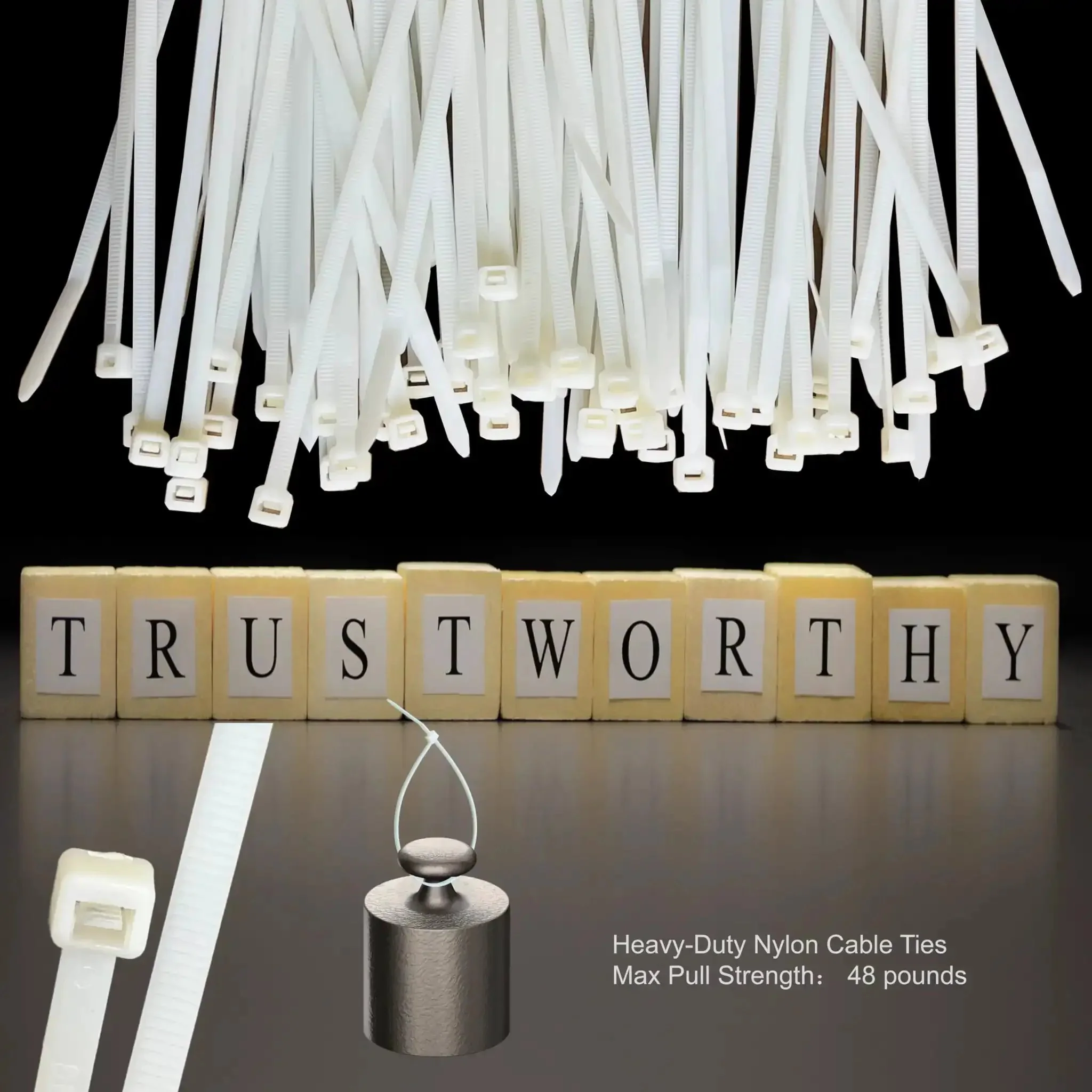Heavy Duty Self Locking Nylon Zip Ties 100 Pack Ten Point Two Four Inch Length 48 Pound Tensile Strength Extreme Temperature Range Minus Forty To Two Hundred Fahrenheit UV And Weather Resistant Indoor Outdoor Cable Ties For Fence And Wire Ducts - Image 6