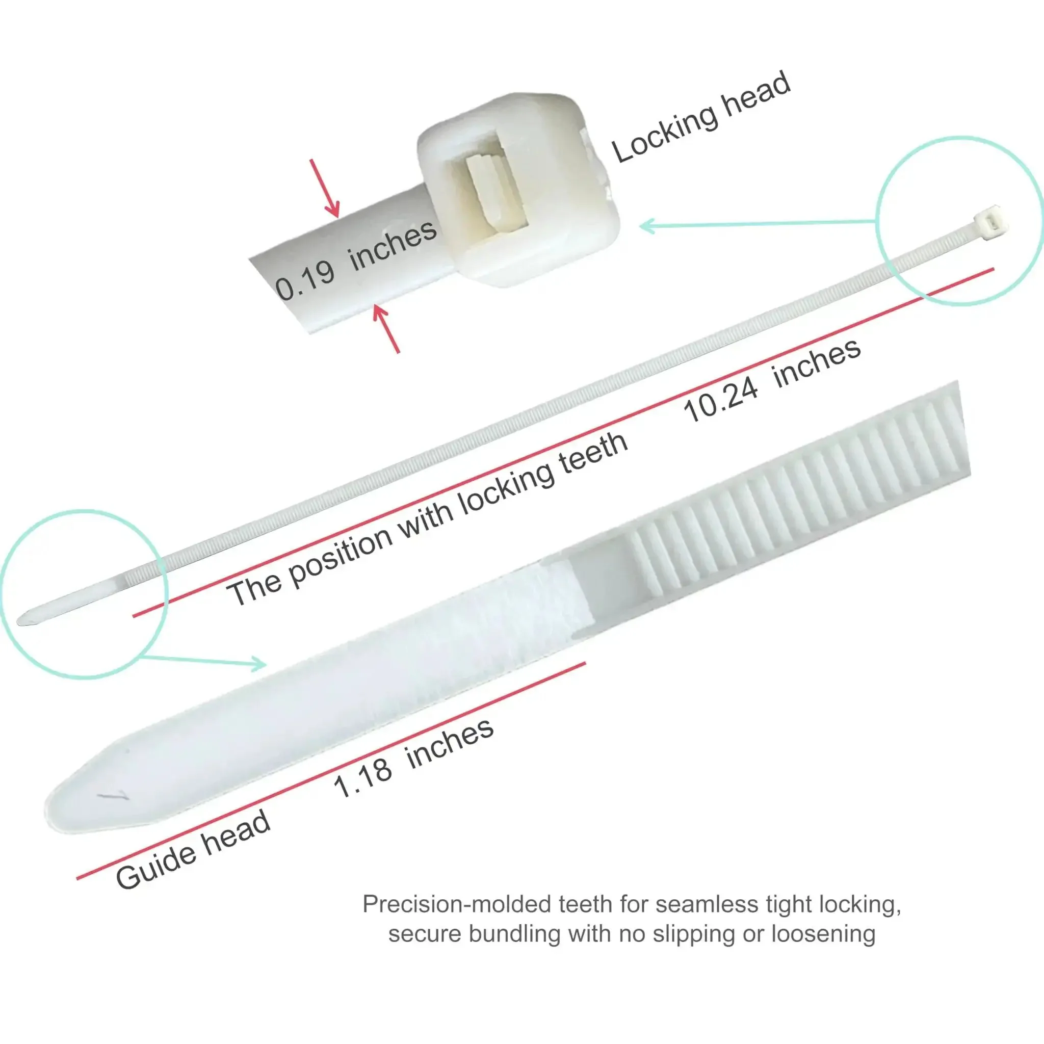 Heavy Duty Self Locking Nylon Zip Ties 100 Pack Ten Point Two Four Inch Length 48 Pound Tensile Strength Extreme Temperature Range Minus Forty To Two Hundred Fahrenheit UV And Weather Resistant Indoor Outdoor Cable Ties For Fence And Wire Ducts - Image 7