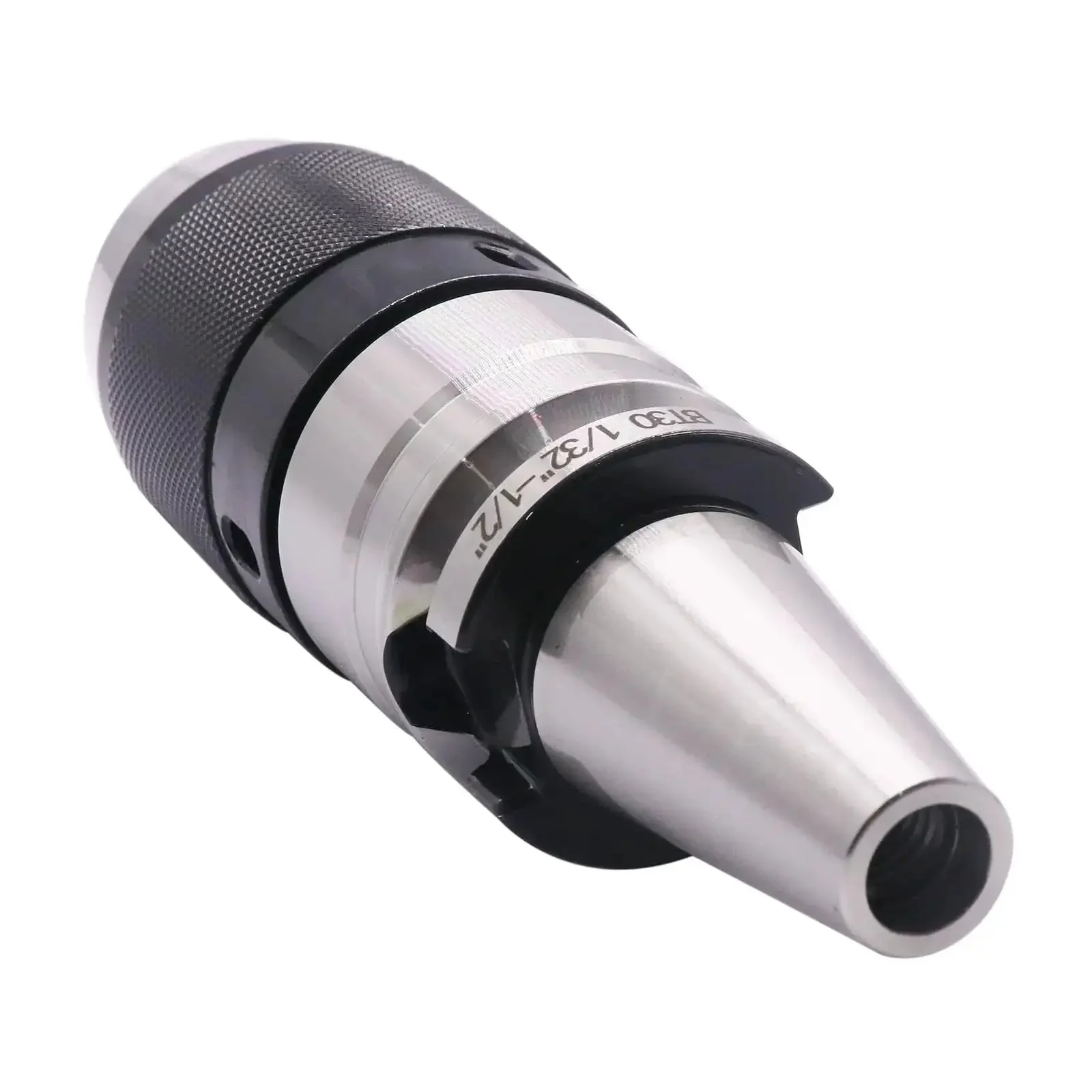 Heavy Duty Self Tightening Keyless Drill Chuck Holder For One Thirty Second To One Half Inch Range With BT30 Integral Shank Includes Spanner Wrench APU13 And BT30 Pull Stud Integrated Design For Quick Change Tooling On CNC Milling Lathe - Image 2