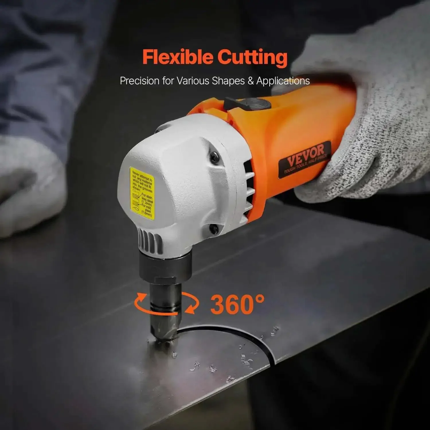 Heavy Duty Sheet Metal Nibbler 550W Electric Cutter With 360 Degree Rotation And 2200 RPM For Straight Curve And Circle Cuts In Stainless Steel Aluminum Plastic And Wood For Pro Grade Auto Repair And Diy Projects - Image 10