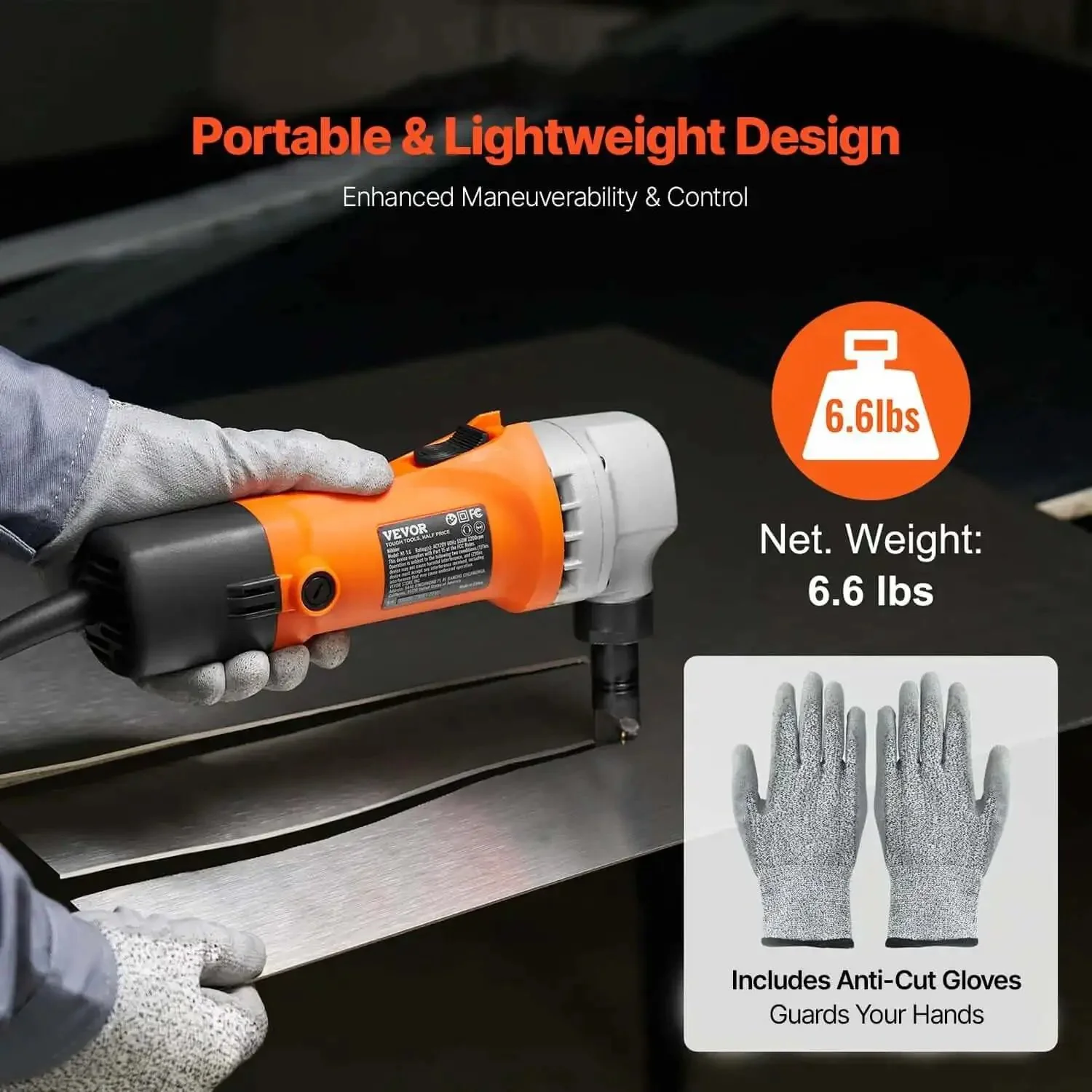 Heavy Duty Sheet Metal Nibbler 550W Electric Cutter With 360 Degree Rotation And 2200 RPM For Straight Curve And Circle Cuts In Stainless Steel Aluminum Plastic And Wood For Pro Grade Auto Repair And Diy Projects - Image 9