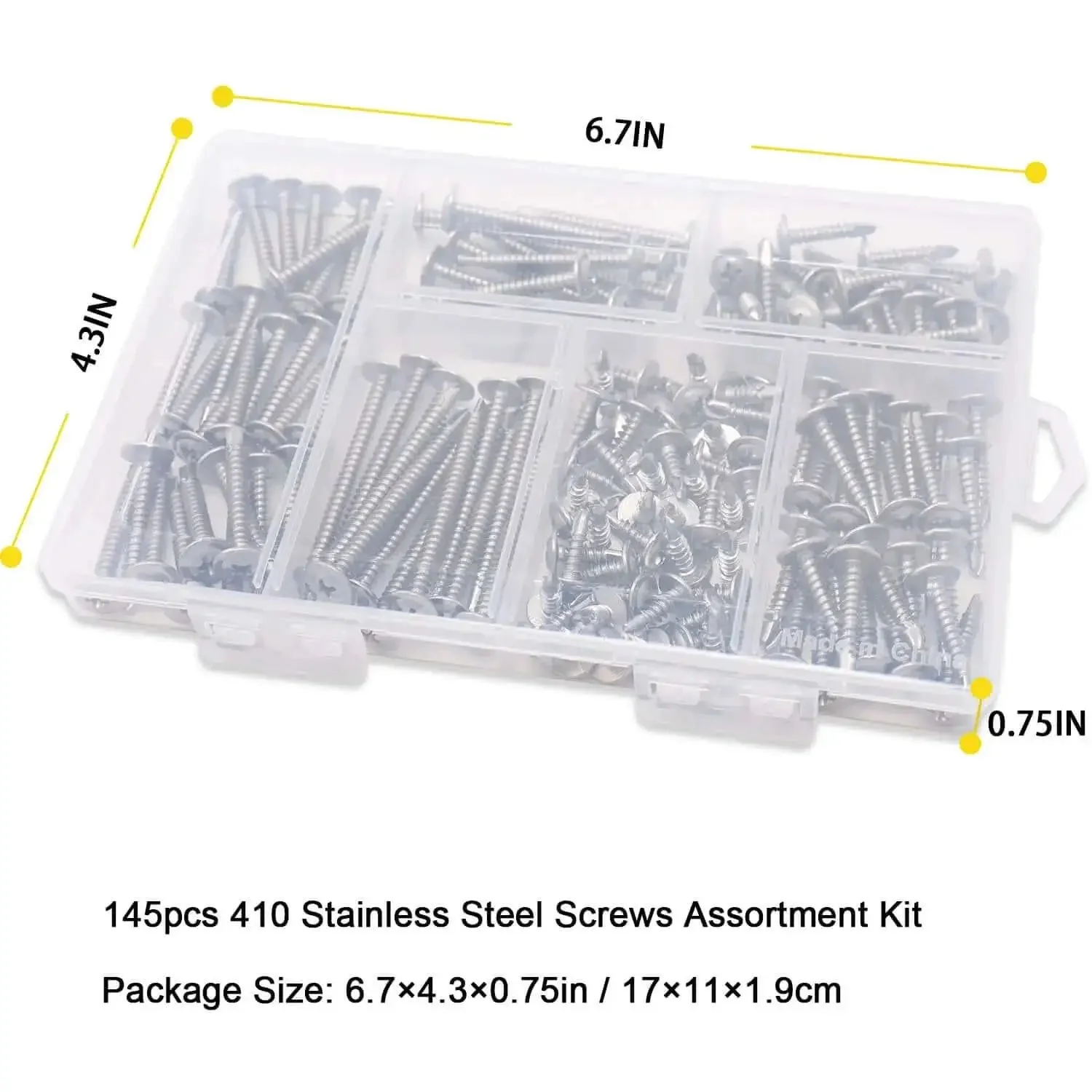 Heavy Duty Sheet Metal Screws Assortment Kit With Self Tapping And Self Drilling, 410 Stainless Steel Fasteners, 145 Pieces Across Six Sizes From Half Inch To Two Inches For Metal Plastic And Wood, Truss Head Hardware Set For Any DIY Job - Image 4