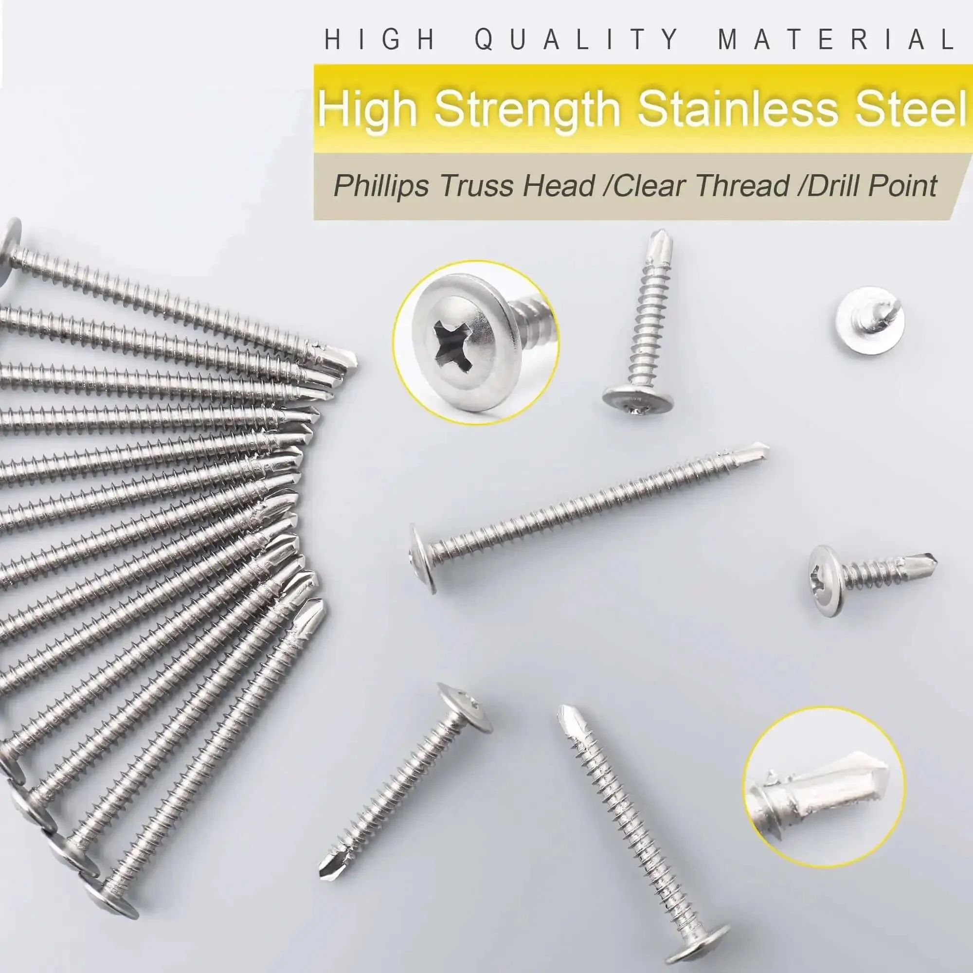 Heavy Duty Sheet Metal Screws Assortment Kit With Self Tapping And Self Drilling, 410 Stainless Steel Fasteners, 145 Pieces Across Six Sizes From Half Inch To Two Inches For Metal Plastic And Wood, Truss Head Hardware Set For Any DIY Job - Image 7