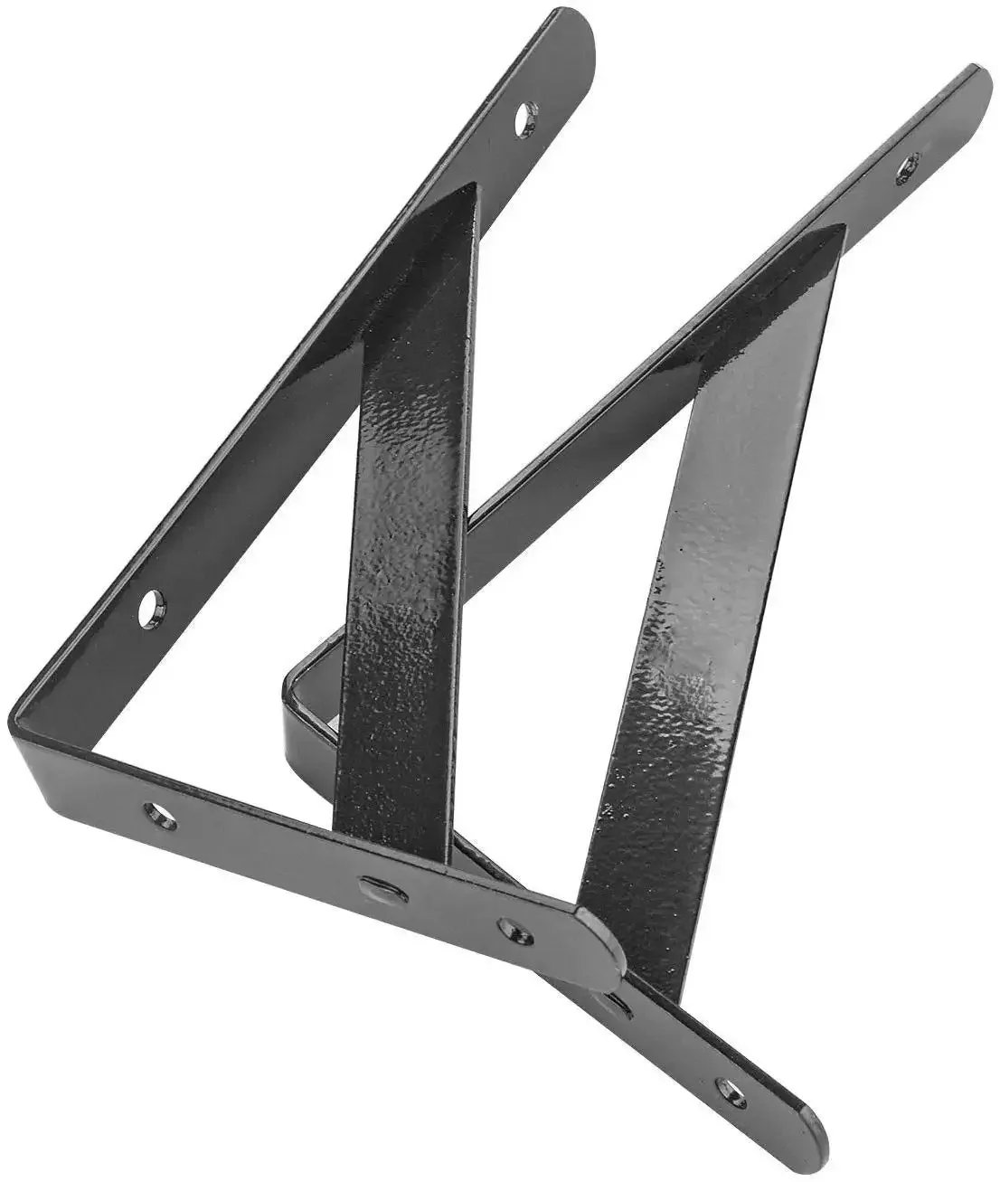 Heavy Duty Shelf Brackets Six Pack Black L Corner Braces 4 By 6 Inch 90 Degree Floating Shelves Mounts Triangular Tripod Style For Wood Shelving Industrial Rustic Look - Image 3