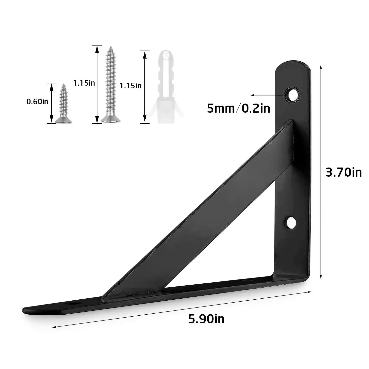 Heavy Duty Shelf Brackets Six Pack Black L Corner Braces 4 By 6 Inch 90 Degree Floating Shelves Mounts Triangular Tripod Style For Wood Shelving Industrial Rustic Look - Image 7