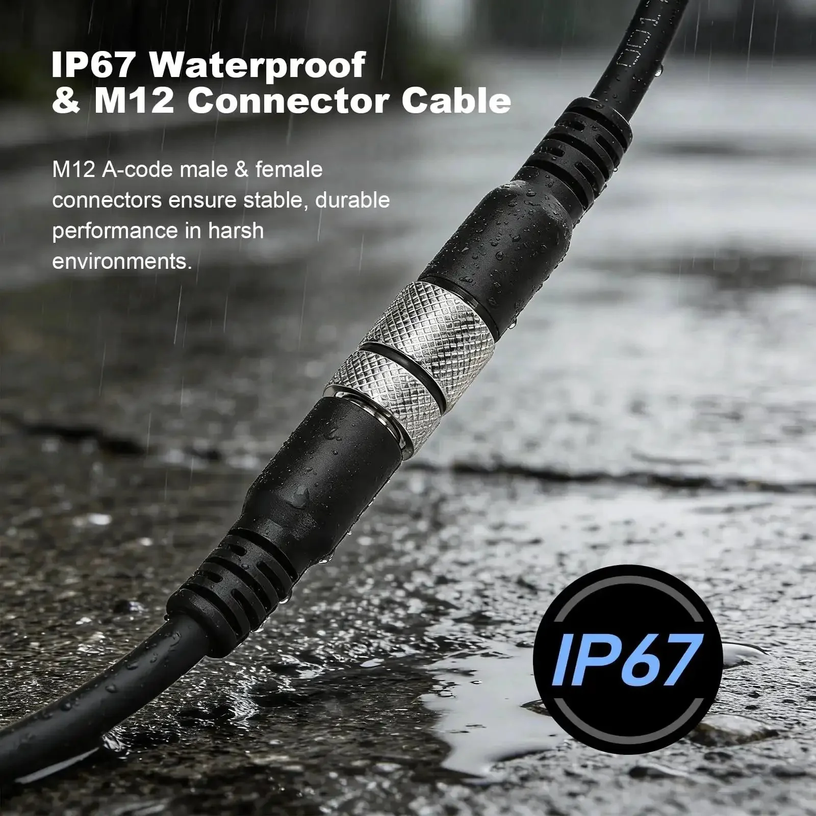 Heavy Duty Shielded M12 A-Code 8 Pin Female Sensor Connector Cable For Industrial Automation Profibus Actuator Network Open Shielded Aviation Style Metal Housing IP67 Temperature Range -40 To 105 C 3 M 9.8 Ft - Image 5