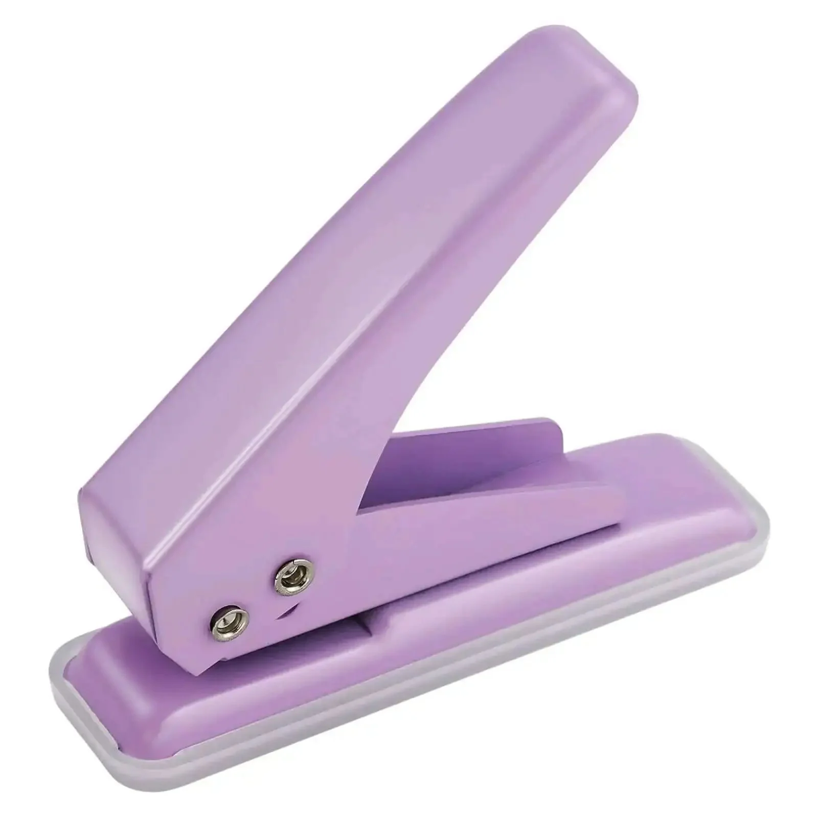 Heavy-Duty Single Hole Punch For Up To Fifteen Sheets, Metal Handheld Paper Punch For ID Cards PVC Cardboard Luggage Tags And Craft Projects, Skid-Resistant Base For No-Fuss Punching, Easy Punching, One Quarter Inch Hole, Purple - Image 2