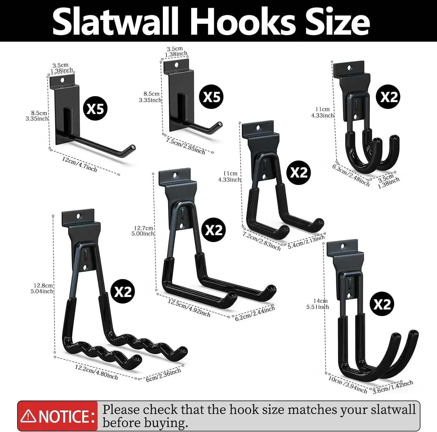 Heavy Duty Slatwall Hooks 20 Pack With Beefed Up Backplate For Straight Hooks Straight And Double Slat Wall Hangers Black Garage Storage Organizer For Slatwall Systems - Image 6