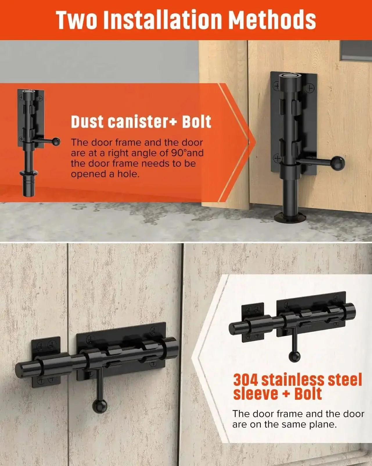 Heavy Duty Slide Bolt Gate Latch For Wooden Fence And Barn Doors 6.3 Inch 304 Stainless Steel With Black Finish Barrel Bolt Lock Hardware Rustproof Weatherproof Easy Install For Yard Shed Interior - Image 8