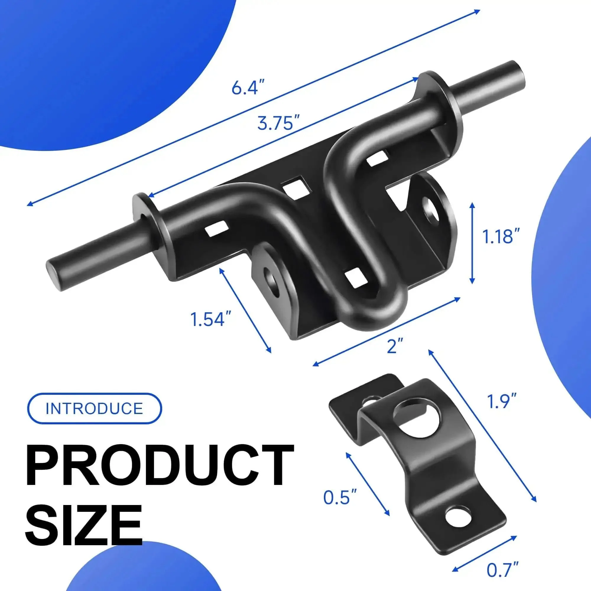 Heavy Duty Slide Bolt Gate Latch With Padlock Hole Built Tough Universal Security Lock For Wooden Fence Metal Gate Shed Door Yard Barn Vinyl Sliding Door Indoor Outdoor Waterproof Black - Image 8
