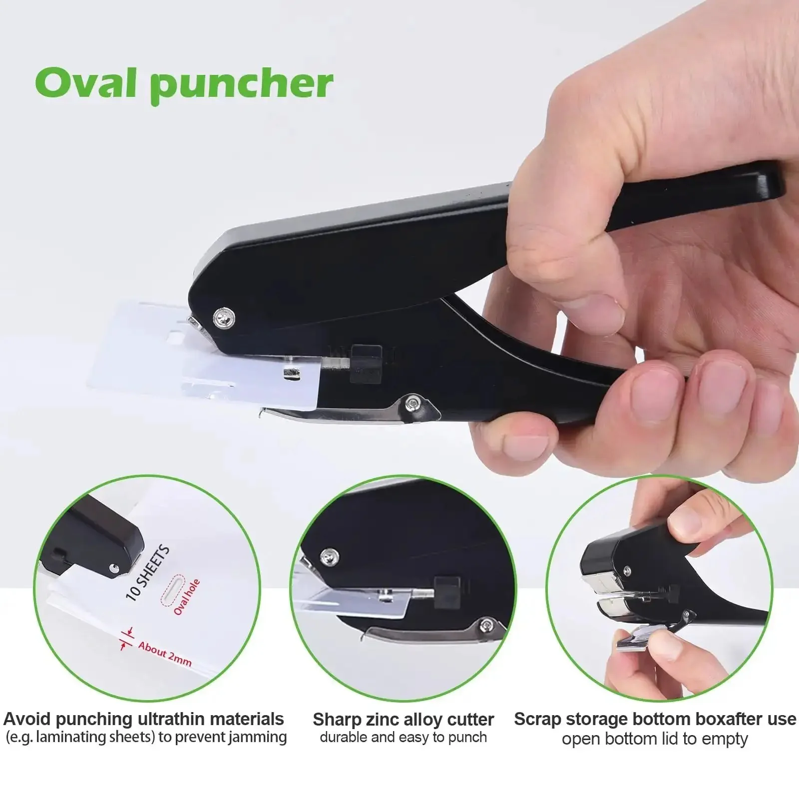 Heavy Duty Slot Punch Handheld Hole Puncher All Metal ID Card Puncher Slotting Tool For Paper Up To 10 Sheets PVC ID Cards Luggage Tags Name Tags Badges And Badge Holders With Adjustable Depth And 0.59x0.16 Inch Punch - Image 6