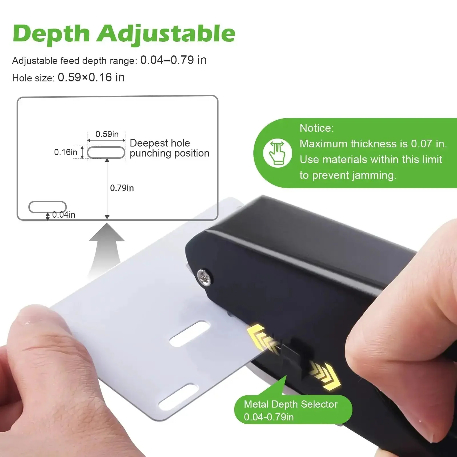 Heavy Duty Slot Punch Handheld Hole Puncher All Metal ID Card Puncher Slotting Tool For Paper Up To 10 Sheets PVC ID Cards Luggage Tags Name Tags Badges And Badge Holders With Adjustable Depth And 0.59x0.16 Inch Punch - Image 8