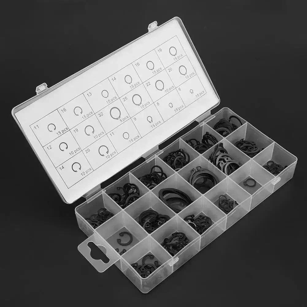 Heavy Duty Snap Ring Kit Circlips C Clips Set For Shafts And Bores, Internal And External Lock Rings, Industrial Fasteners, 225 Pieces, 18 Sizes From 6 To 32, Shop Quality Assortment - Image 2