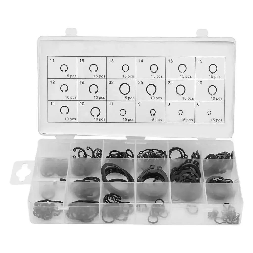 Heavy Duty Snap Ring Kit Circlips C Clips Set For Shafts And Bores, Internal And External Lock Rings, Industrial Fasteners, 225 Pieces, 18 Sizes From 6 To 32, Shop Quality Assortment - Image 5