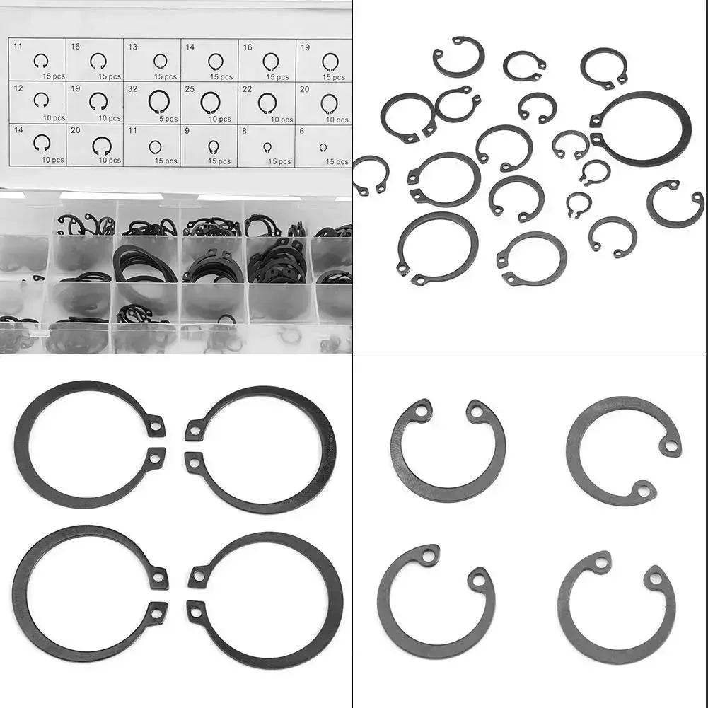 Heavy Duty Snap Ring Kit Circlips C Clips Set For Shafts And Bores, Internal And External Lock Rings, Industrial Fasteners, 225 Pieces, 18 Sizes From 6 To 32, Shop Quality Assortment - Image 7