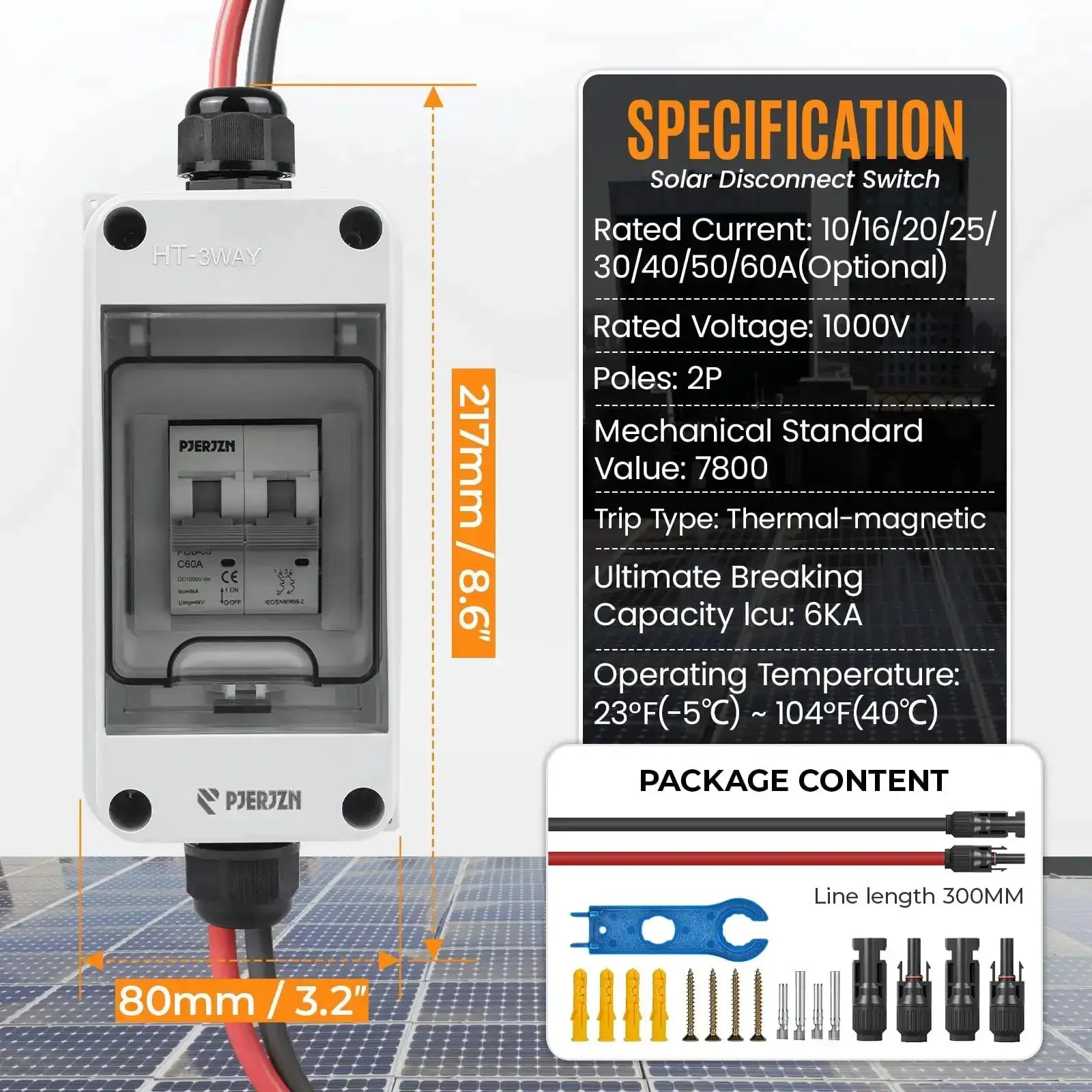 Heavy Duty Solar Panel Disconnect Switch For 1000V DC And AC 60A Outdoor PV Disconnect IP65 Rated Mini Circuit Breaker Easy Quick Install More Space Design Perfect For Solar Arrays And Battery Systems - Image 2