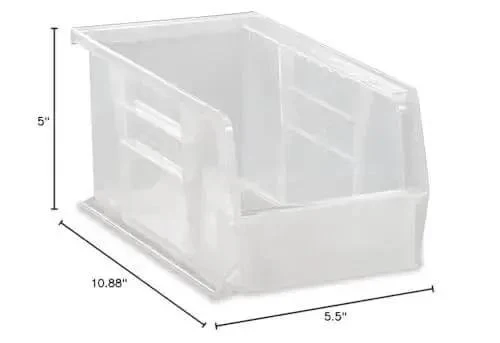 Heavy Duty Stack And Hang Part Organizer Clear Bin Set Of 12 With Front Back And Side Grips And Built In Rear Hangers For Rails Or Louvered Panels 11 Inch Long 6 Inch Wide 5 Inch High - Image 2