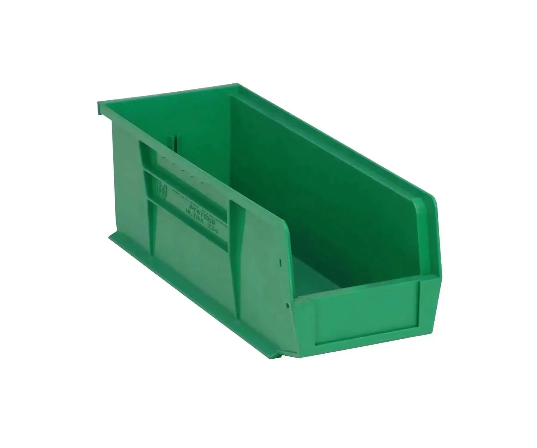 Heavy Duty Stackable Part Organizer Bins, 12 Pack, Green, Ultra Stack And Hang Design With Front, Back, And Side Grips, Built In Rear Hangers For Louvered Panels Or Rails, Ideal Garage Workshop Storage