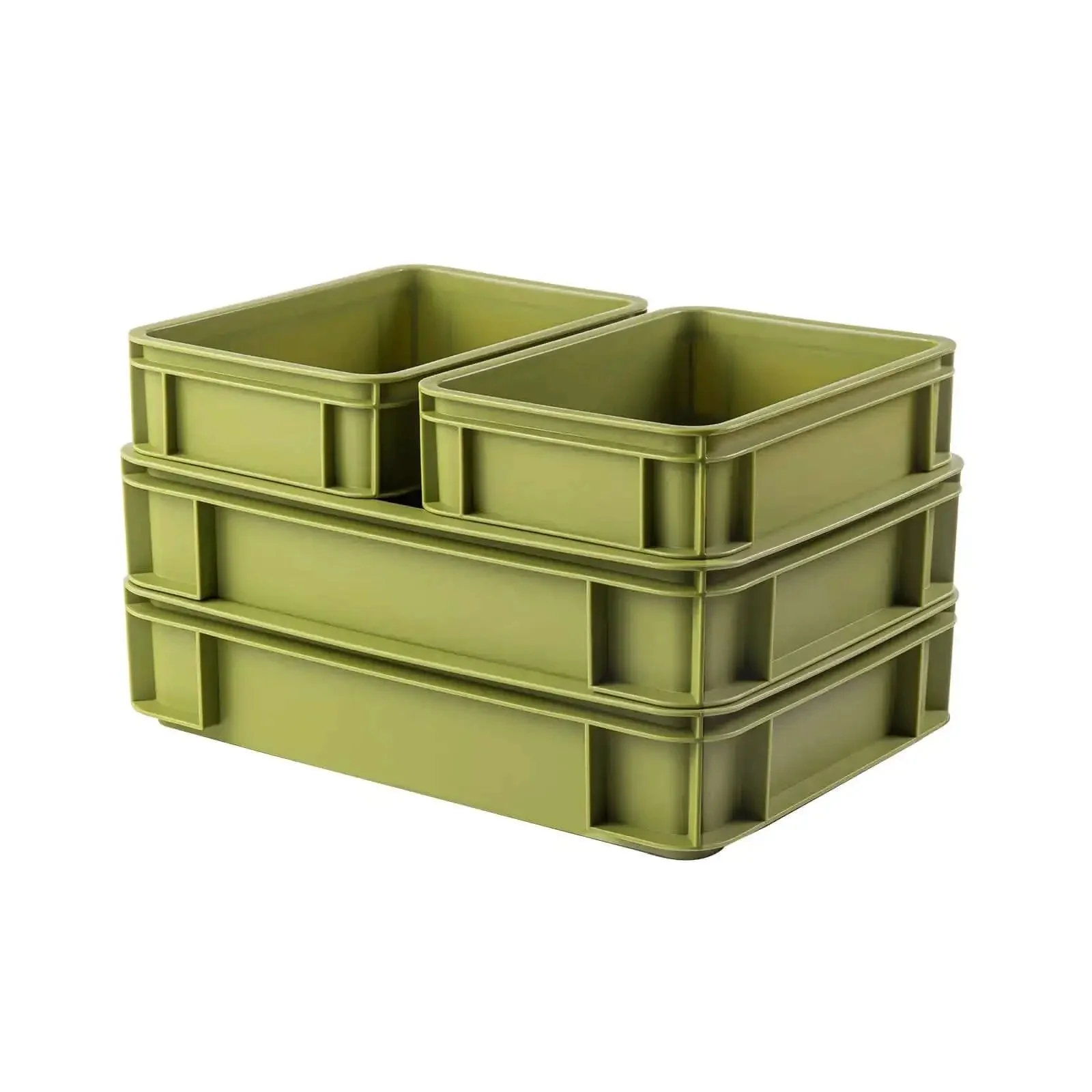 Heavy Duty Stackable Plastic Storage Bin For Kitchen, Bathroom, Office And Camping, Multi Purpose Organizer Tote, Undersink Cabinet Storage, Built To Last With Reinforced Edges, Green 2L And 2S
