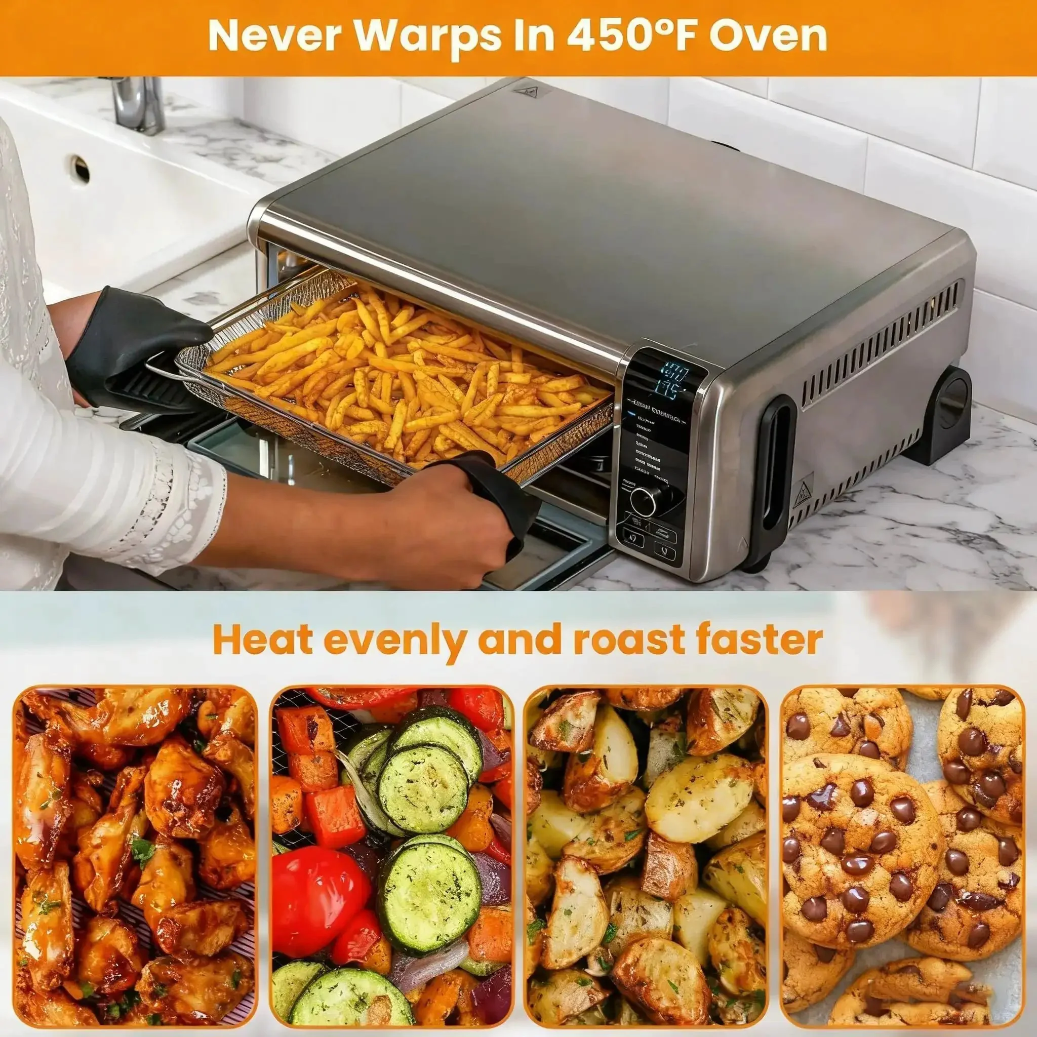 Heavy Duty Stainless Steel Air Fryer Basket Replacement Trays Compatible With Foodi XL Oven DT201 DT251 14.4 Inch By 11.4 Inch By 1.1 Inch Dehydrator Mesh Wire Racks Dishwasher Safe Kitchen Accessory Must Have - Image 4