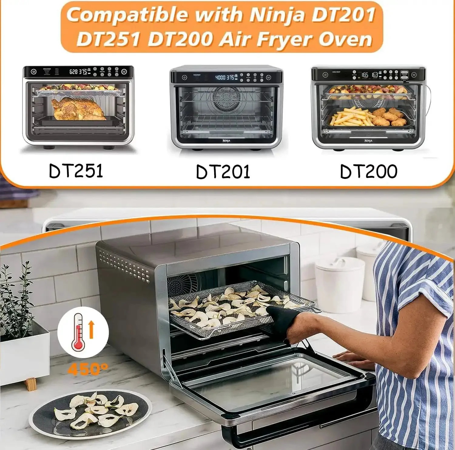 Heavy Duty Stainless Steel Air Fryer Basket Replacement Trays Compatible With Foodi XL Oven DT201 DT251 14.4 Inch By 11.4 Inch By 1.1 Inch Dehydrator Mesh Wire Racks Dishwasher Safe Kitchen Accessory Must Have - Image 7