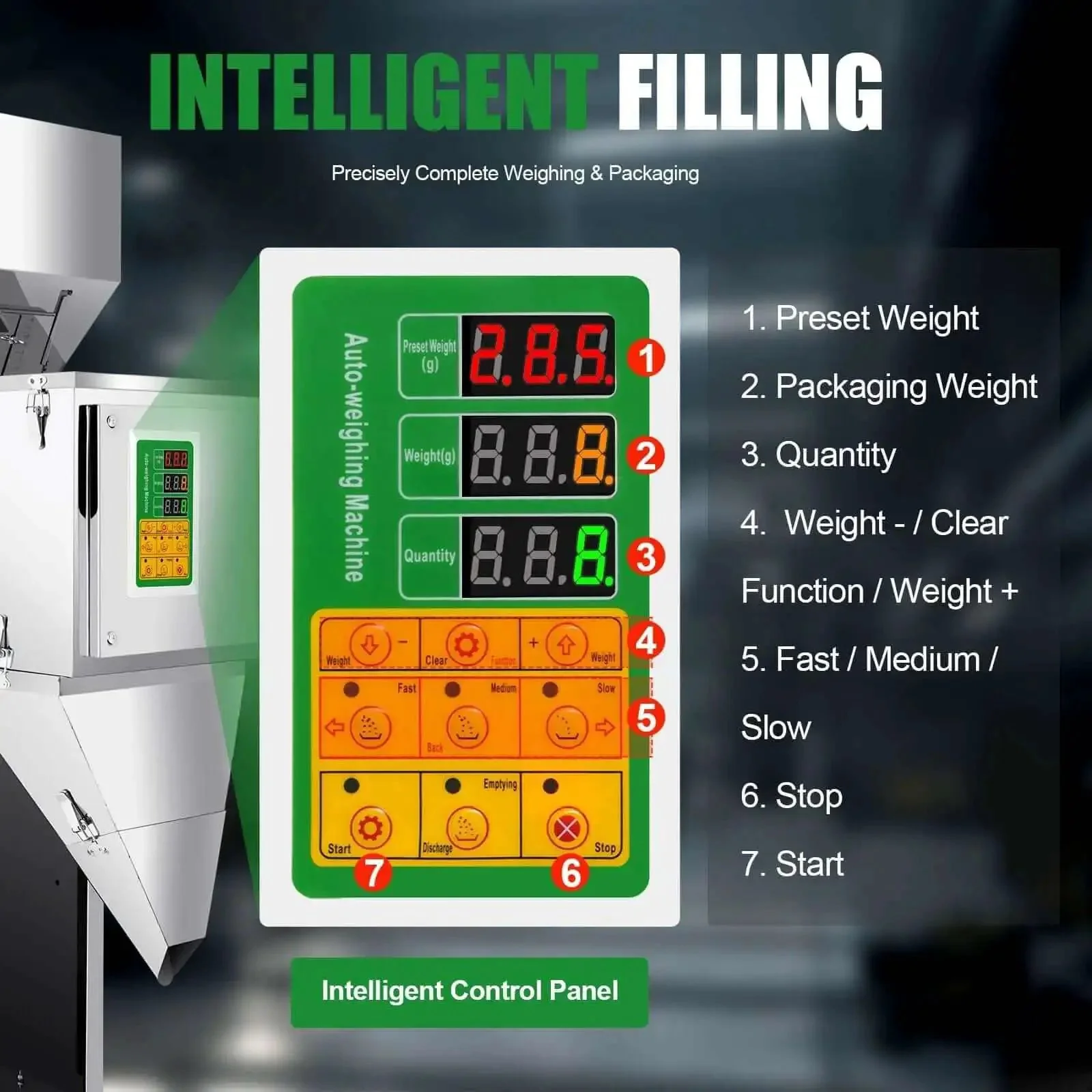 Heavy Duty Stainless Steel Automatic Filling Machine For Tea Seeds Coffee Beans Grains And More Dual Vibration Particle Weighing Filler Adjustable 10 To 999 Gram Range Bag And Bottle Filler 110V 200W - Image 3