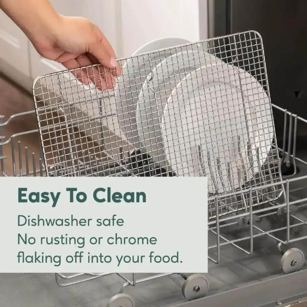 Heavy Duty Stainless Steel Cooling Racks Set Of 2 For Half Sheet Pans, Oven Safe And Dishwasher Safe, Tight Wire Construction With One Inch Height Delivers Superior Airflow And Even Cooling - Image 5
