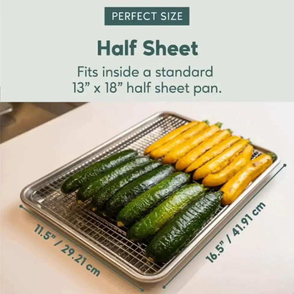 Heavy Duty Stainless Steel Cooling Racks Set Of 2 For Half Sheet Pans, Oven Safe And Dishwasher Safe, Tight Wire Construction With One Inch Height Delivers Superior Airflow And Even Cooling - Image 8