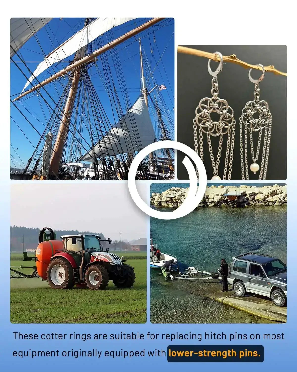 Heavy Duty Stainless Steel Cotter Rings With Dual Coil Design, 115 Pack, Five Size Split Rings For Clevis Pins, Extra Strength And Rust Resistance For Marine, Trailer, And Outdoor Use, Built To Last In Harsh Conditions - Image 2
