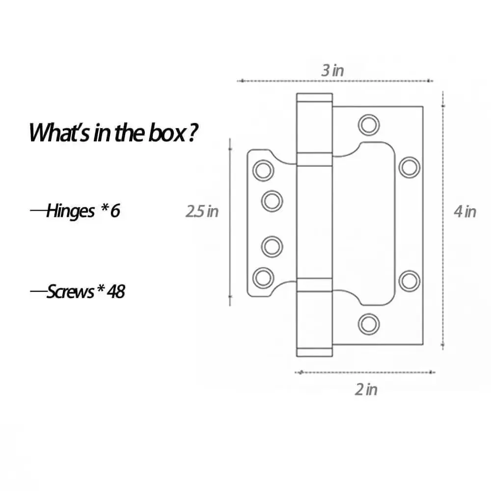 Heavy Duty Stainless Steel Door Hinges 4 By 3 Inches Non Mortise Easy Install Smooth Quiet Operation Ideal For Interior Doors Beefy Rust Resistant Hardware 6 Pack Black - Image 3
