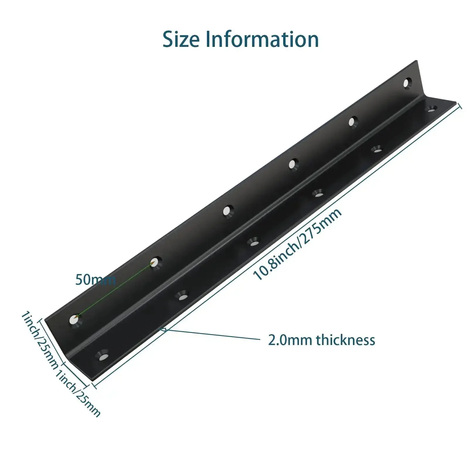 Heavy Duty Stainless Steel L Bracket Corner Brace For Wood Black Large Angle Brackets With 90 Degree Joint And Countersunk Screw Holes Set Of 4 11x1x1 Inches - Image 3