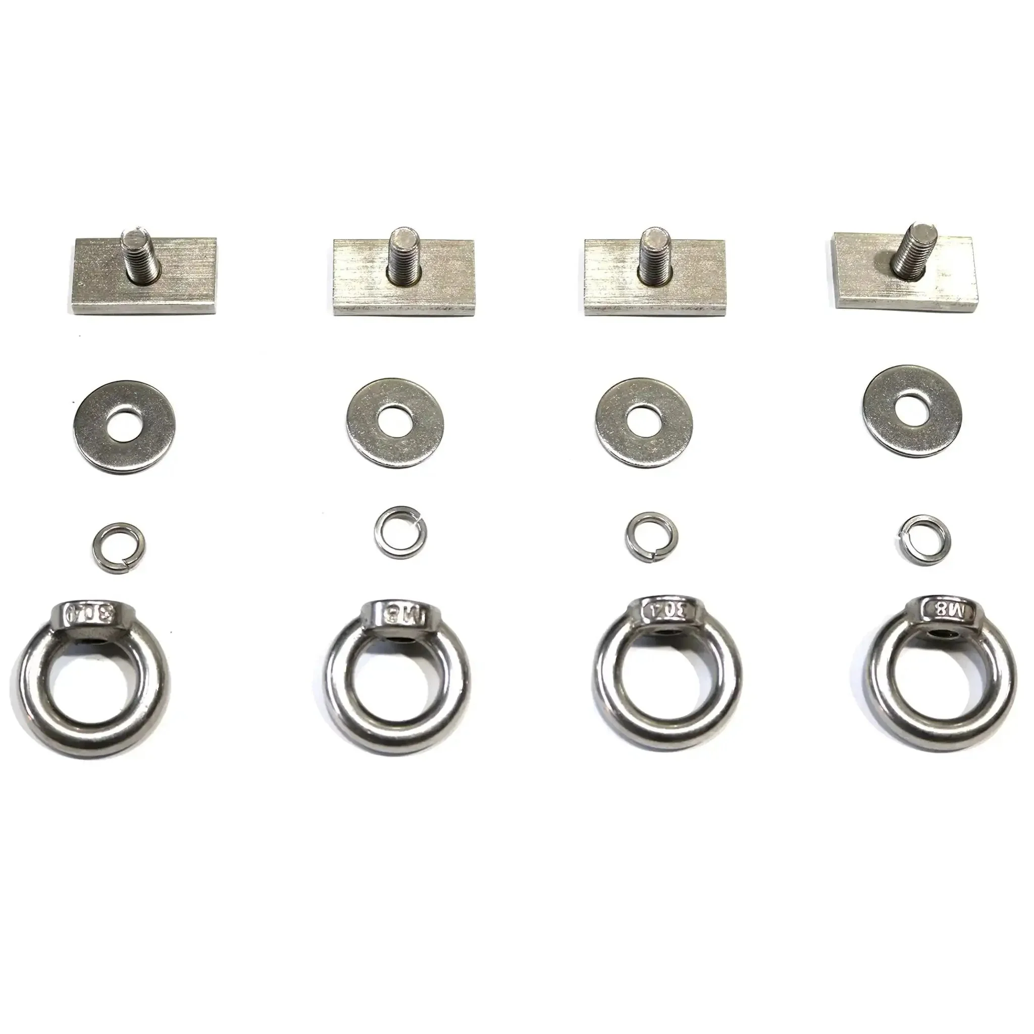 Heavy Duty Stainless Steel Shoulder Eye Bolts 4 Pack With M8 Threads, Includes Slot Nuts, Washers, And Spring Washers For Rope Attachment, Garage, Workshop, Home Improvement - Image 3