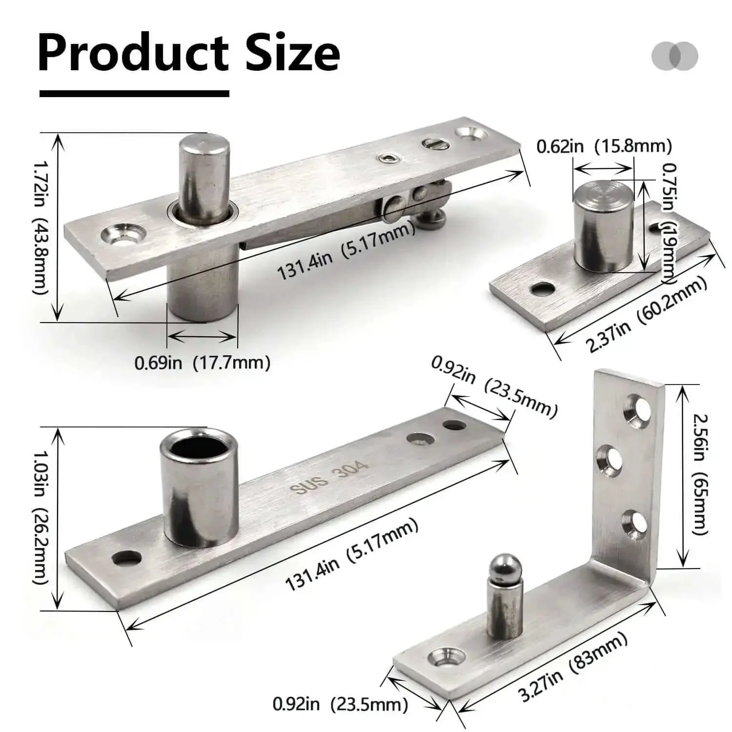 Heavy Duty Stainless Steel Wood Door Pivot Hinges Built Tough With 180 Degree Rotation Adjustable Swing Mount L Shape Design, Durable Door Hardware For Smooth Dual Swing, Corrosion Resistant 304 Grade - Image 7