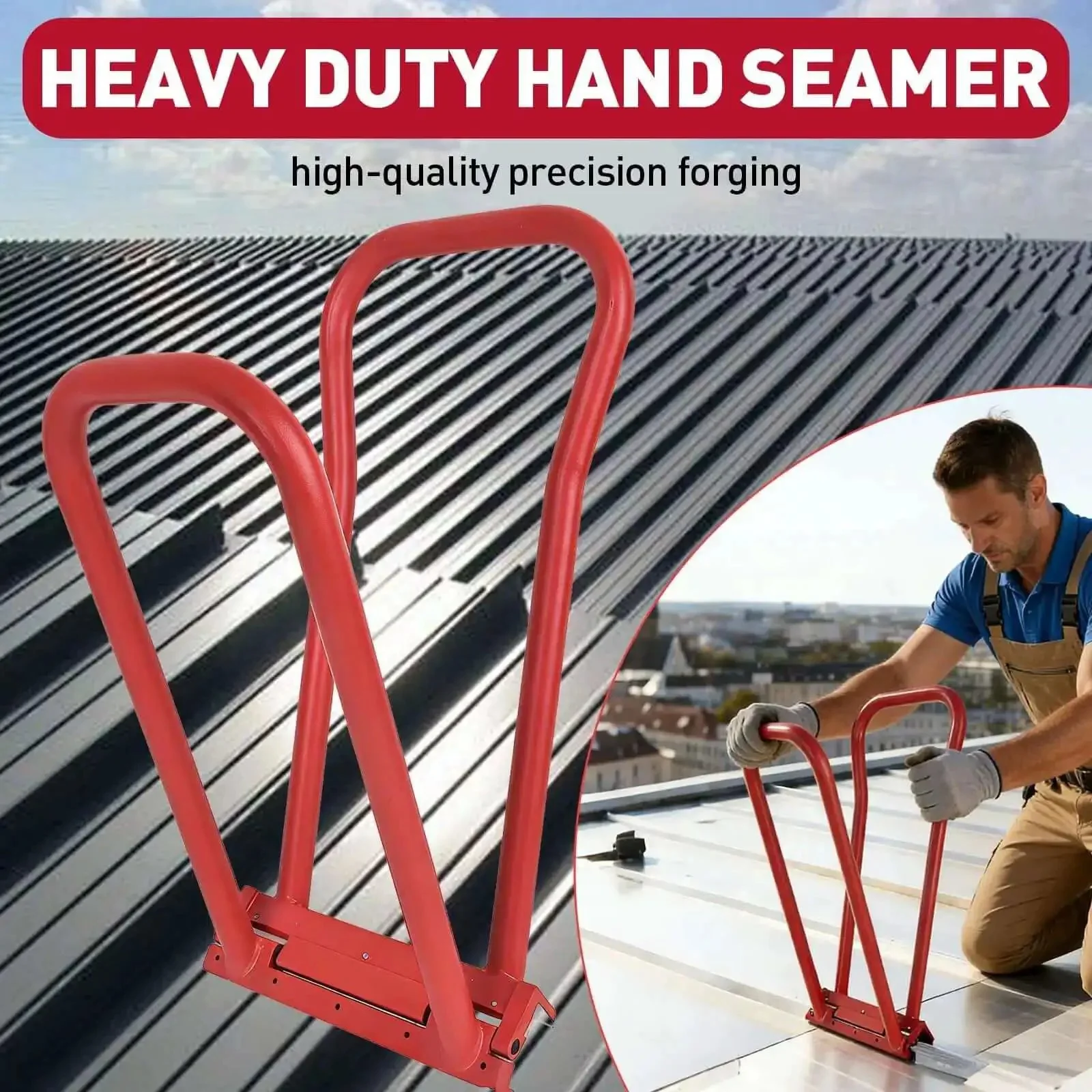 Heavy Duty Standing Seam Roofing Hand Seamer With Rubber Grommets For Lock Seams Metal Roofing Tools For Sheds Carports Fences And Pros And DIYers In Sheet Metal - Image 3